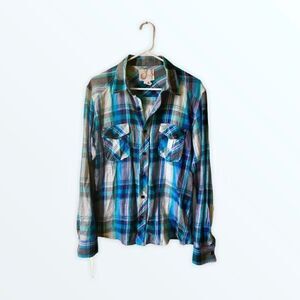 OP Blue Plaid Button Down size M